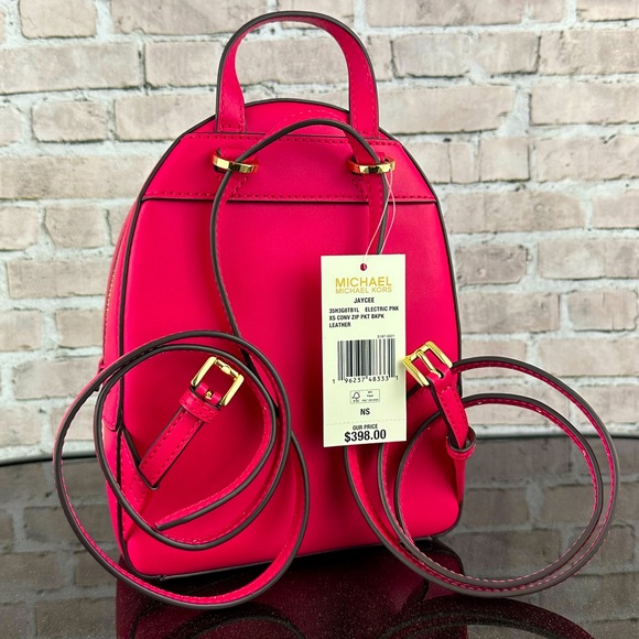MICHAEL KORS JAYCEE LEATHER XS BACKPACK CONVERTIBLE SHOULDER BAG Electric Pink - Picture 8 of 9